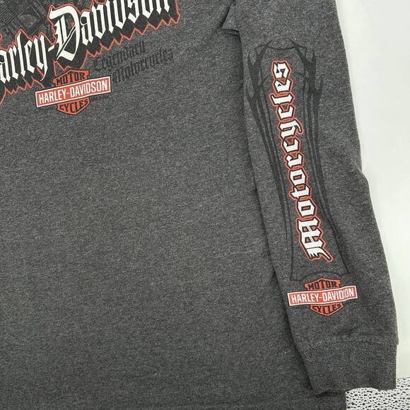 VTG y2k Men's Grey Harley Davidson Legendary Motorcycles Long Sleeve Shirt Sz L - Picture 5 of 8
